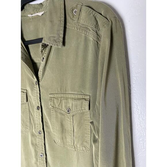 Hummingbird Women's Long Sleeve Button Down Shirt Floral Embroidered Distressed - Picture 3 of 8